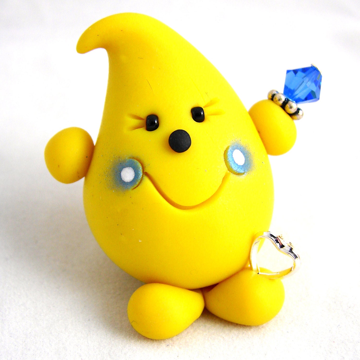 SEPTEMBER Birthstone SAPPHIRE PARKER - Polymer Clay Character with Swarovski Green Crystal