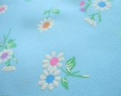 Blue Flocked Flowers Fabric by the Yard Vintage Fabric