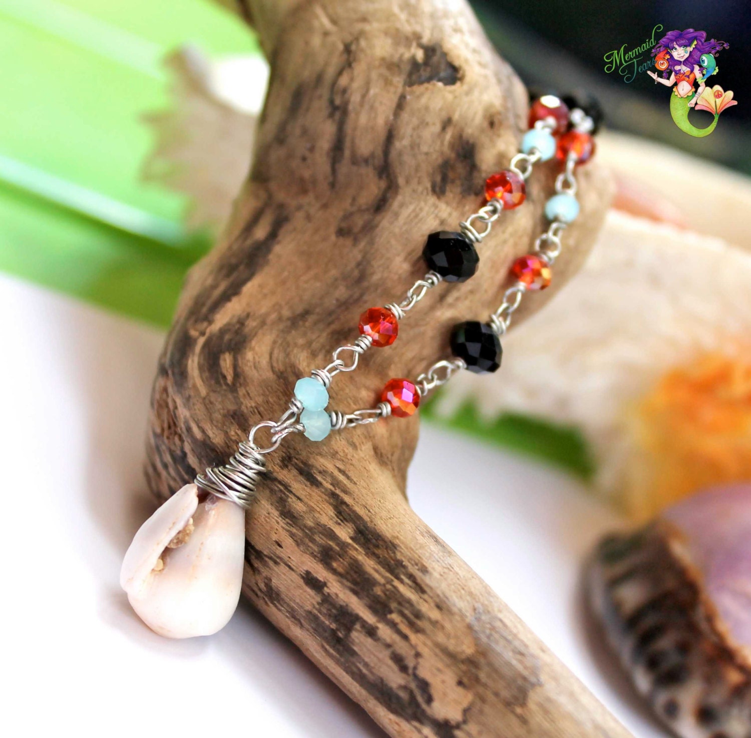 Seashell Anklet made in Hawaii, shell ankle bracelet for beach brides Hawaiian jewelry by Mermaid Tears