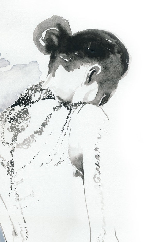 Print of Original Ink and Watercolor Painting, Watercolour Fashion Illustration - Karlie