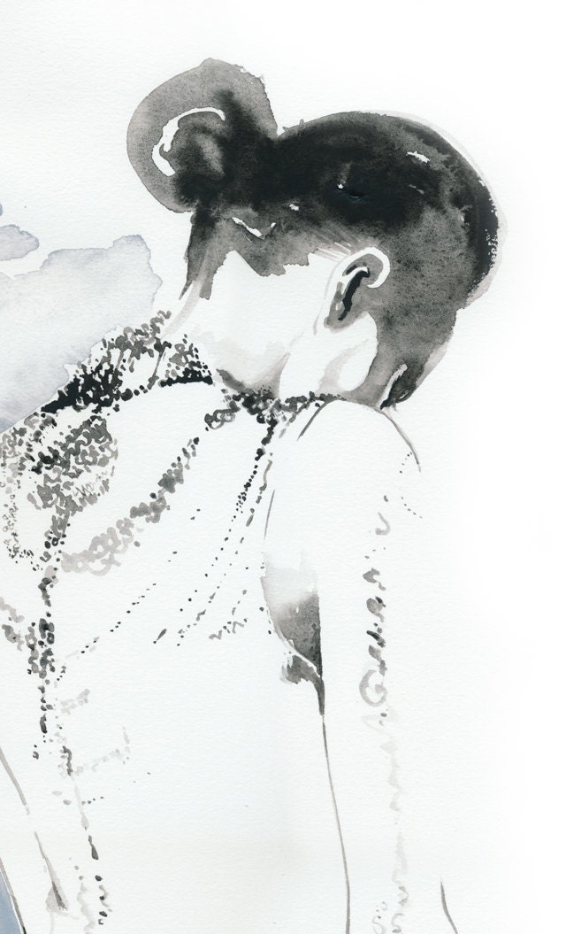 Print of Original Ink and Watercolor Painting, Watercolour Fashion Illustration - Karlie