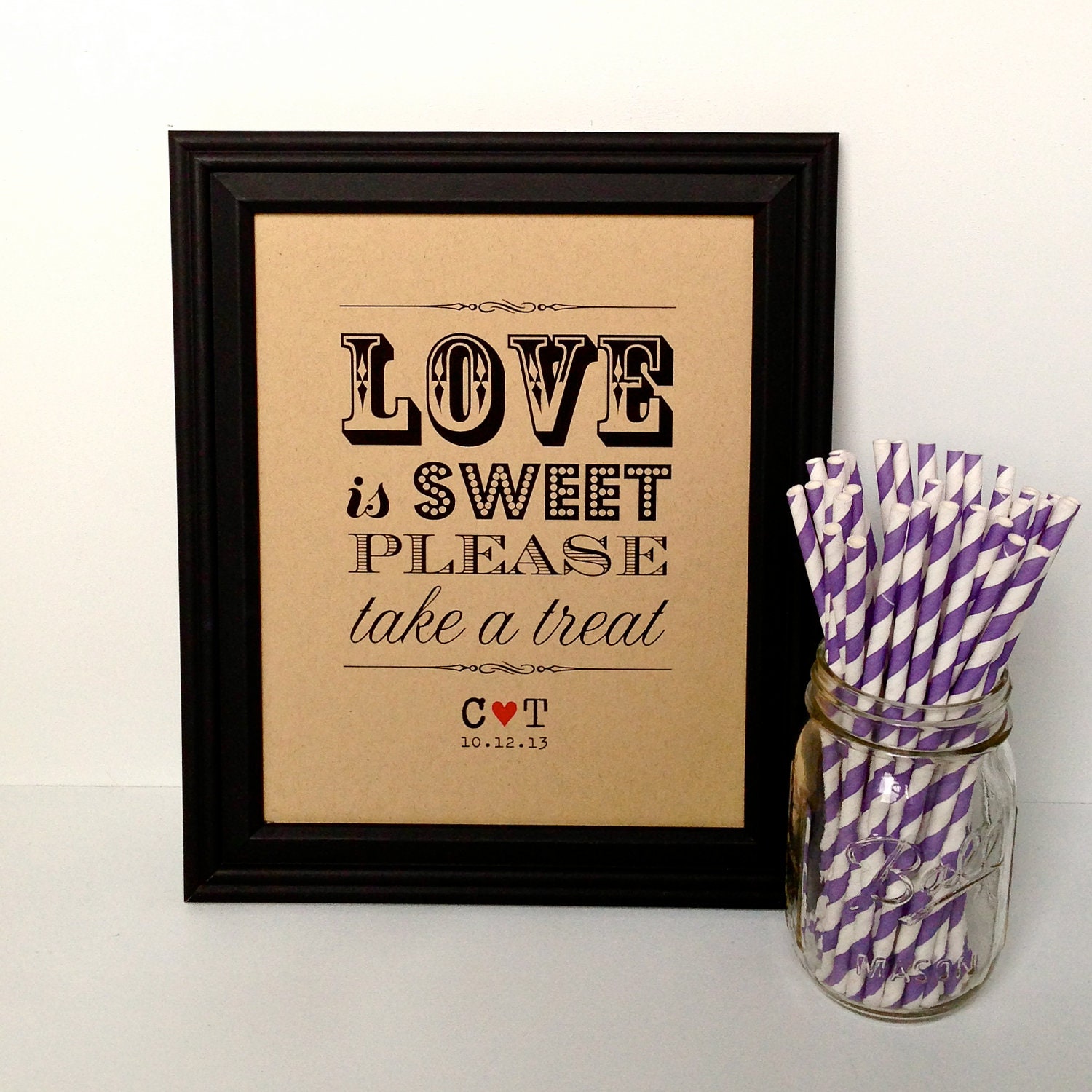 LOVE is SWEET Take a Treat Rustic Wedding Sign, Candy Bar, Dessert Table - 8x10, Personalized