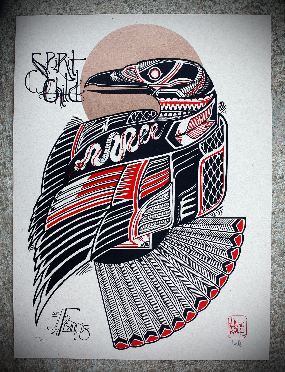 12" x 16"  "Spirit Child" Screenprint