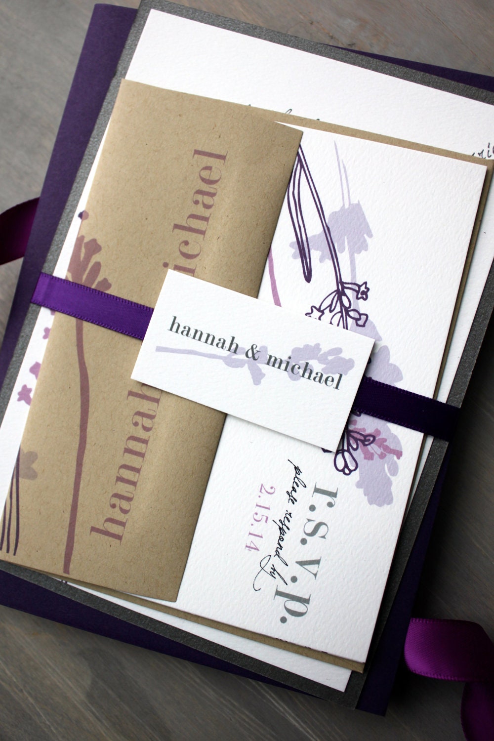 Lavender In Love - Wedding Invitation - Purple, Plum, Rustic, Taupe - Purchase to Start the Ordering Process