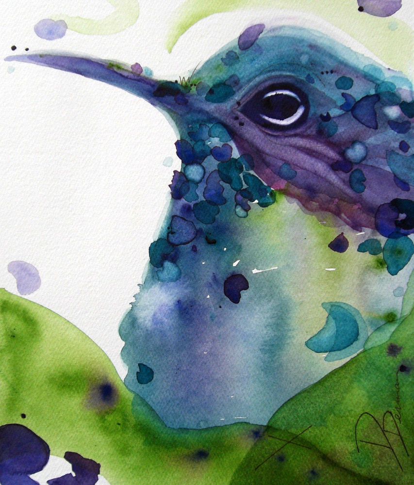 Watercolor Hummingbird Art Print