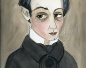 Seth - An Illustrated Victorian Goth Gentleman Watercolor Portrait Print (6x8)