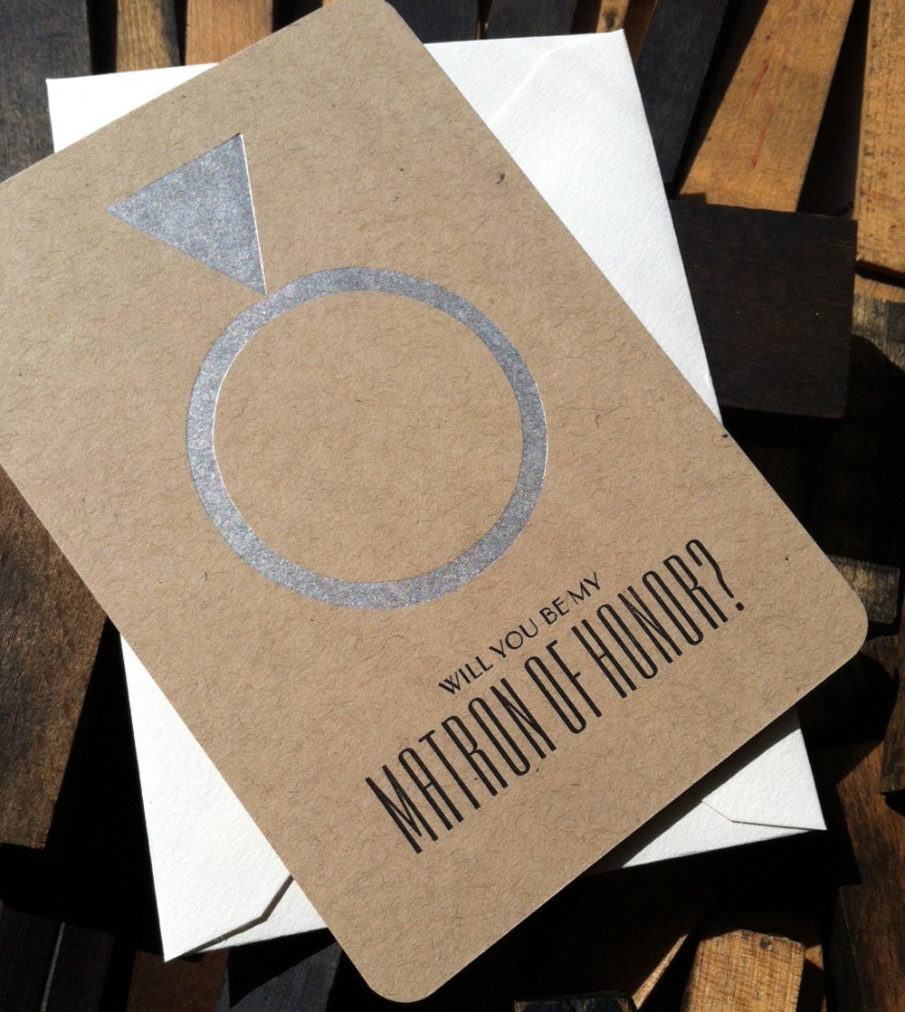 Matron of Honor Card - will you be my letterpress wedding cards - thank you cards