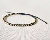 max. adjustable cotton wrap bracelet faceted galvanized gold bead nuggets