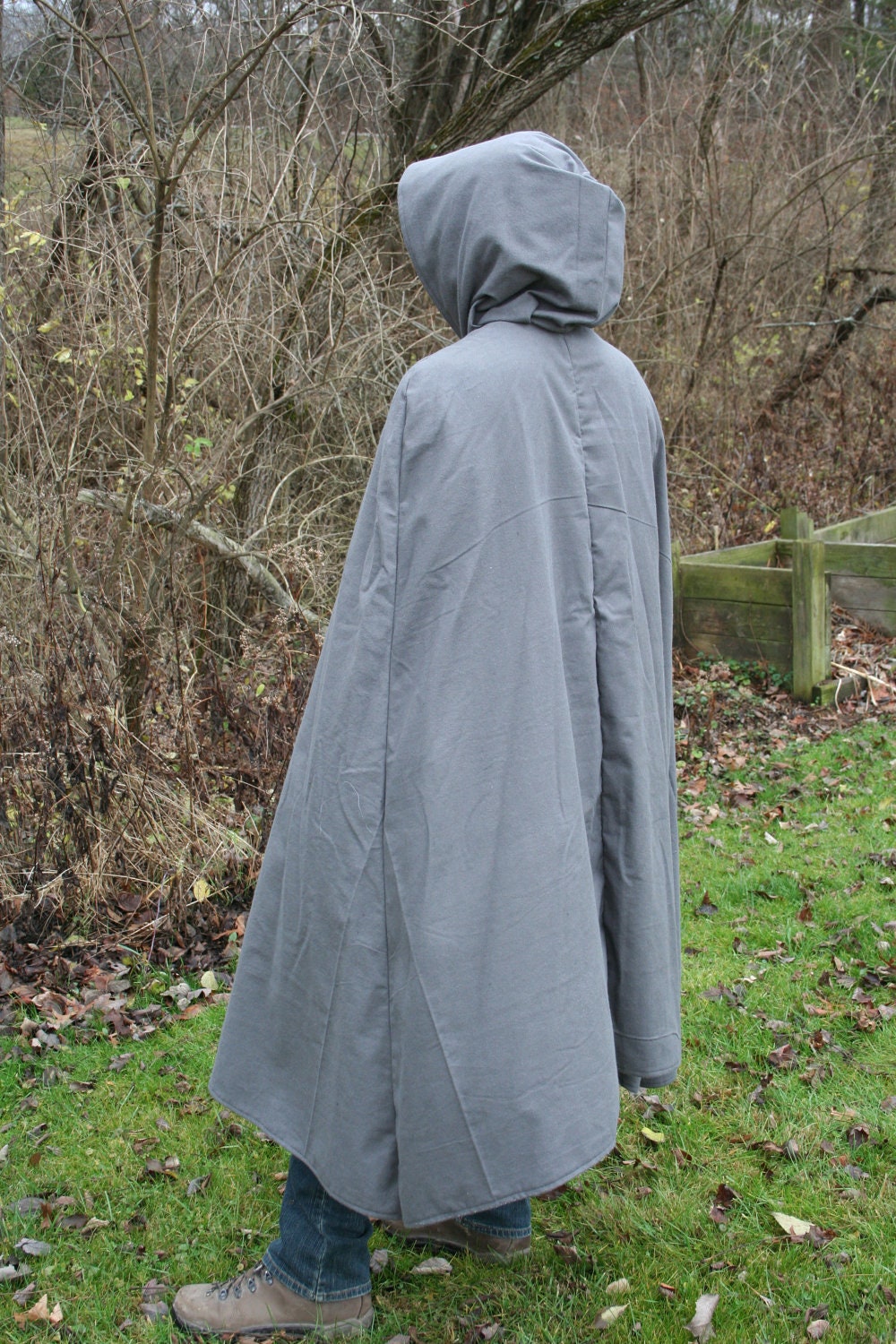 Hooded Cloak - Dark Grey, Flannel
