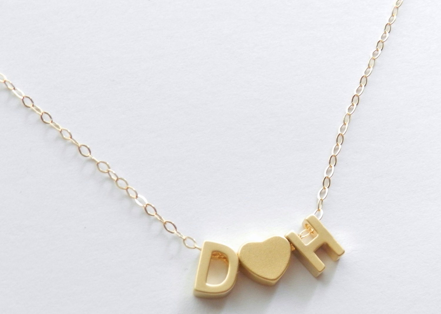 Sweethearts necklace necklace. 14k gold necklace.