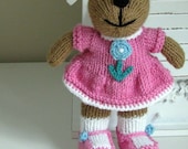 Plush Doll Toy Hand Knit Bear Stuffed Animal Toys Baby Room Decoration Children Knit Toy Kids Toy Teddy Bear Small Toy Pink Jada