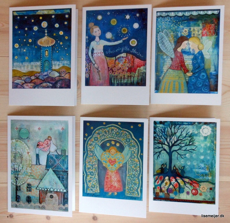 Hearts and wings - 6 BIG DOUBLE cards to warm your soul