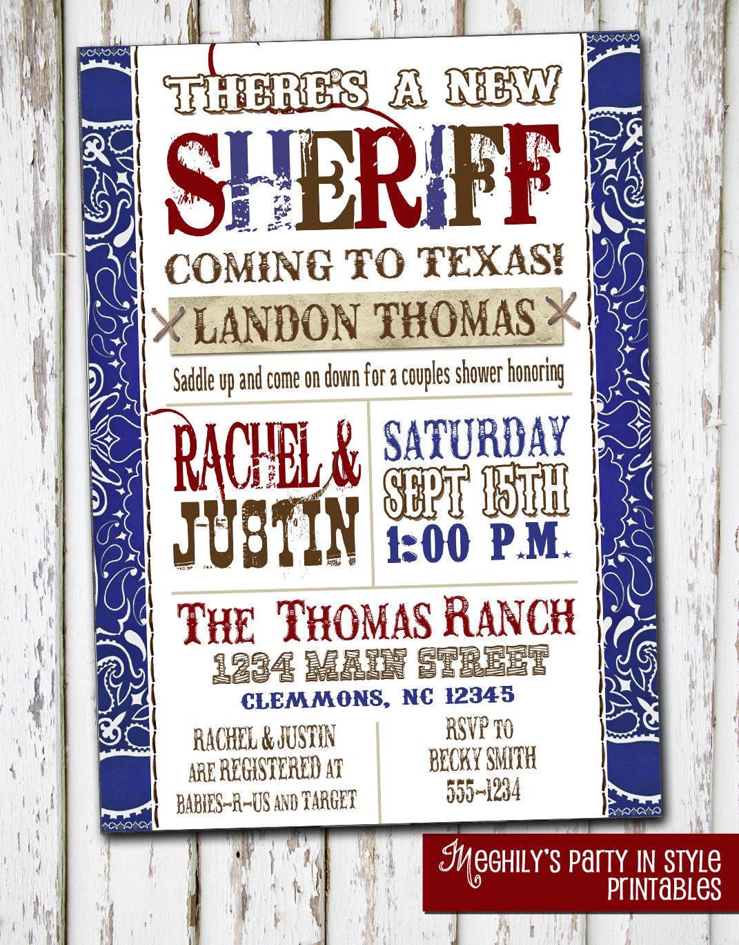 New Sheriff Coming to Town - Baby Shower Invitation Il_570xn