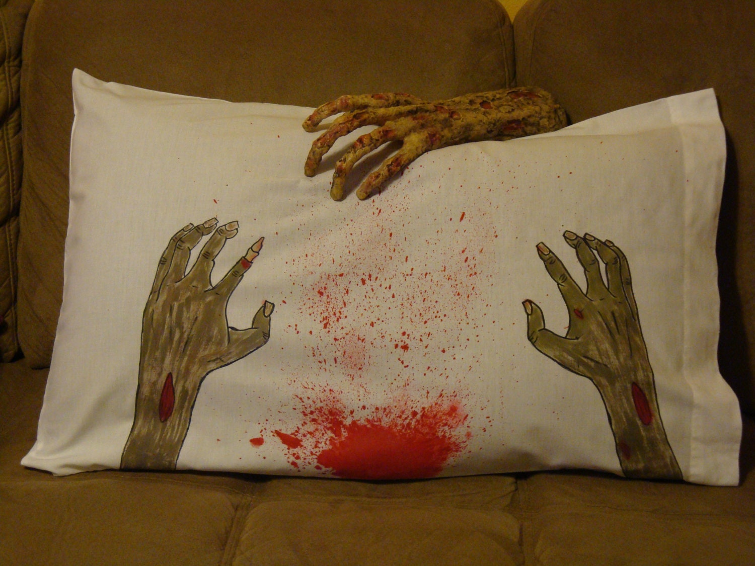 Zombie Hands / Blood Splatter Pillowcase