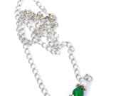 Sweet & Simple Green Necklace - winter 2012, holiday attire, silver, bead, horizontal necklace, short, Christmas gift for her