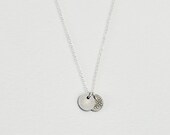 Gemini - antique silver double round drops necklace - simple minimalist jewelry  gift for her