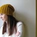 Puffy Hat Yellow Hand Knitted