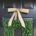 Spring Wreath- Wedding Wreath- Choice of Burlap Ribbon- Artificial Boxwood Wreath- Square Wreath- Summer Wreath Decor- 24 INCH