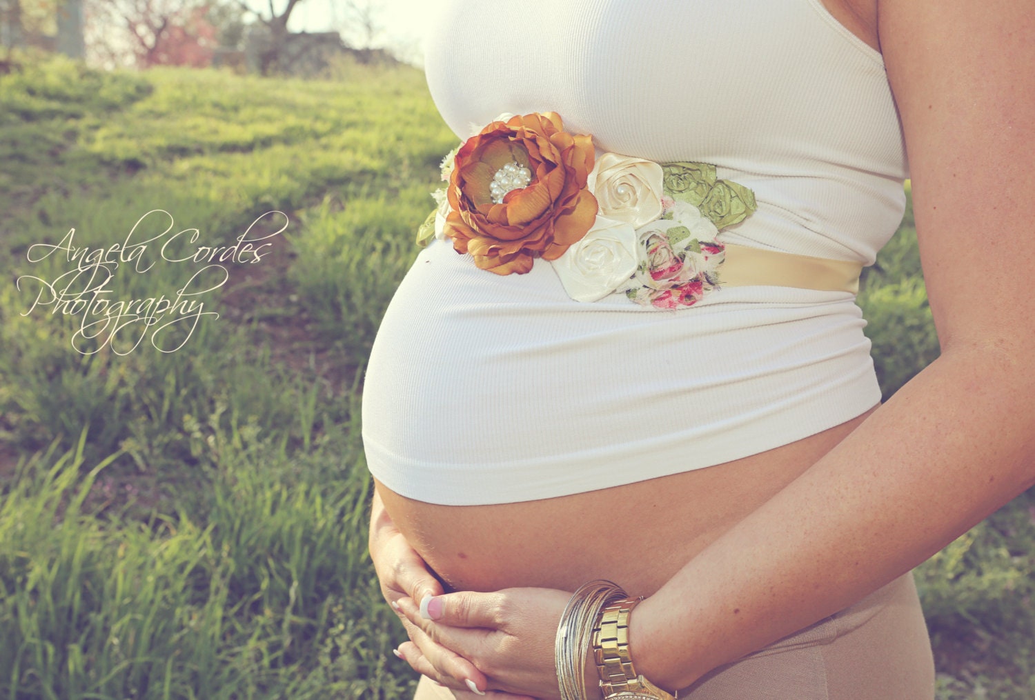 Maternity Sash - Country Morning Maternity Sash, Bridal Sash, Belt, Headband, Wedding -  Photo prop - Unisex, Boy, Girl