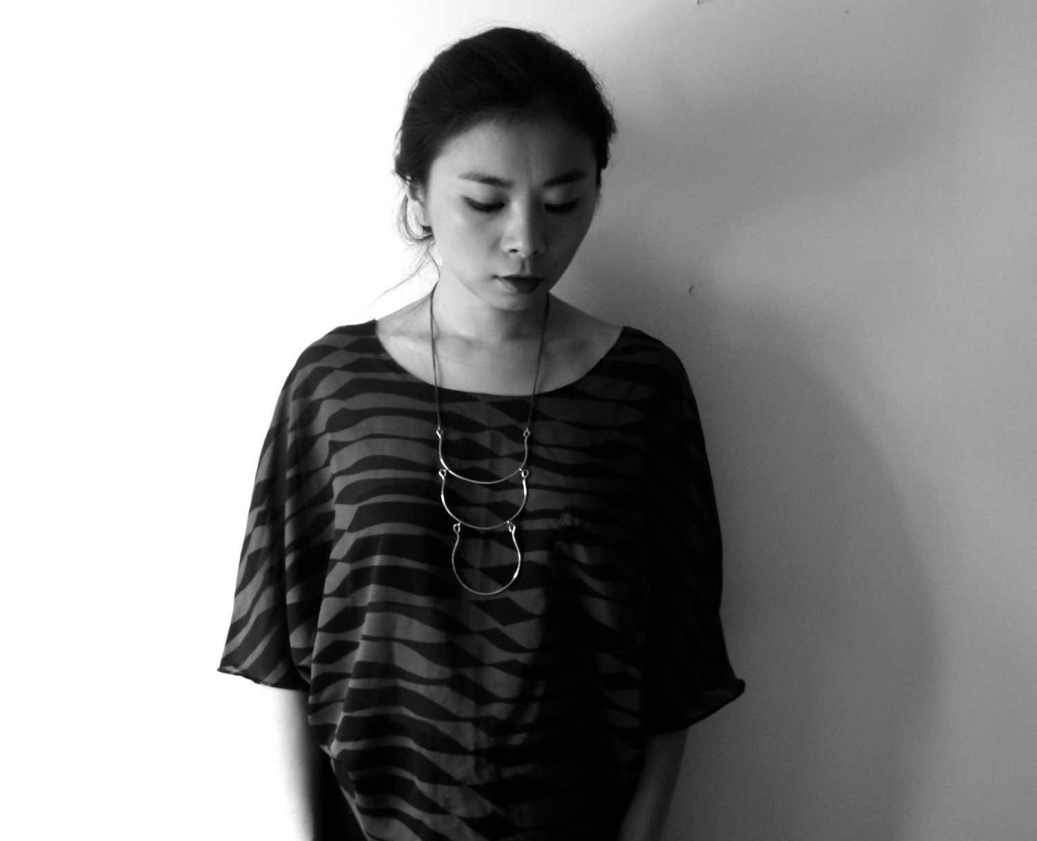 Arc Brass Necklace // Long Gold Necklace with Hammered Arcs by Mica - Astor