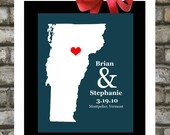 Housewarming Gift: Personalized Location State Map Custom Vermont vn or Any States Country Gift  Modern Art Print 8x10