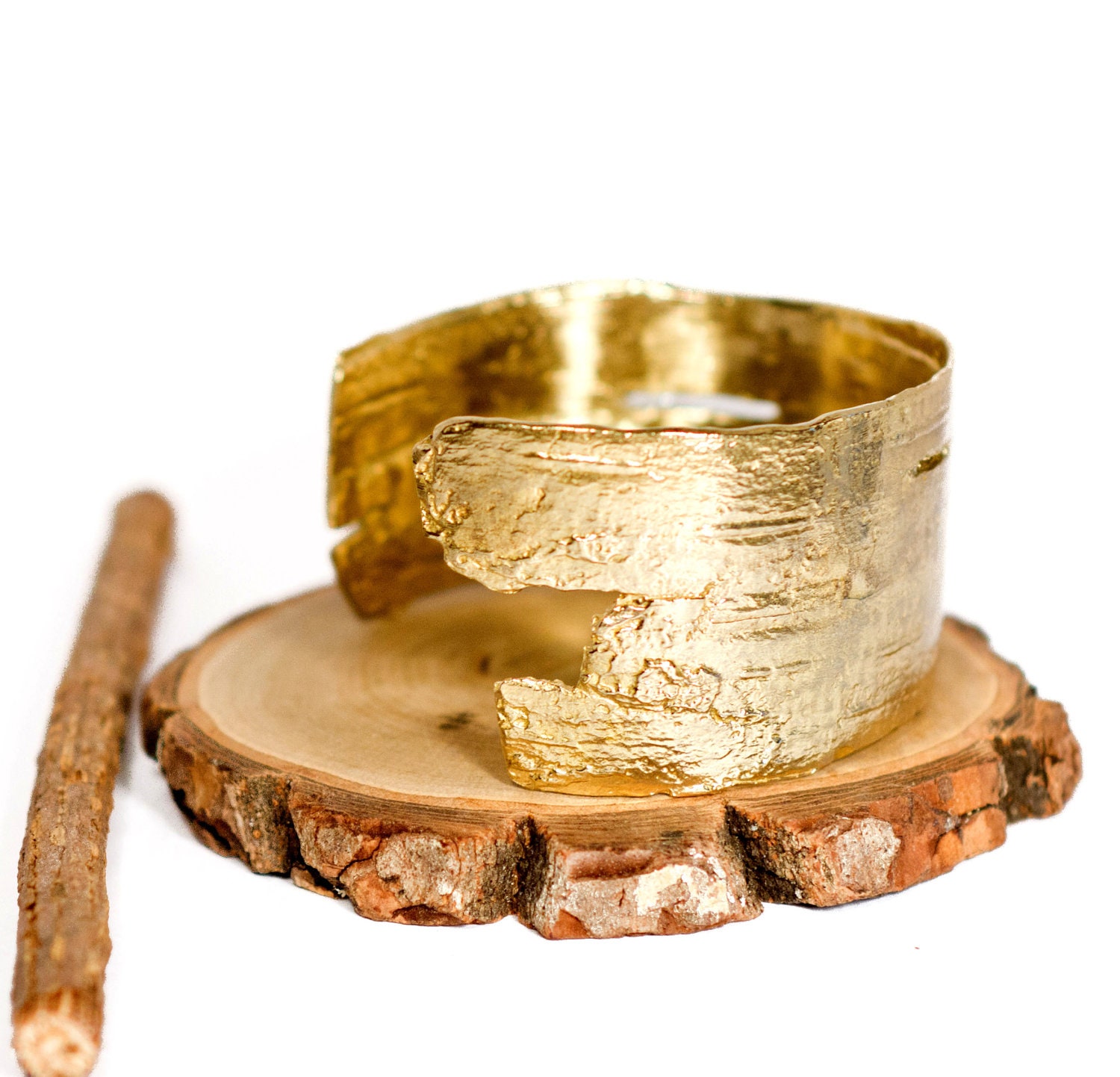 Gold Birch Bark Cuff Bracelet. Boho Chic.