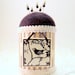 Sewing needlecraft accessories pincushion straight pins black cream bird tile old fashioned ticking stripes tagt tenx