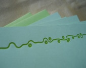 set of 5 letterpress note cards, green