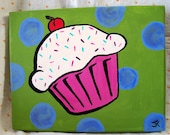 SALE Pop Art Cupcake Painting