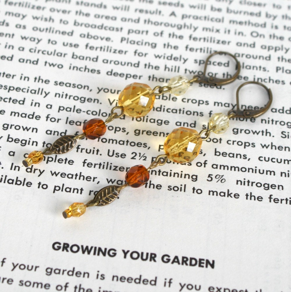 Honey - long cut glass earrings
