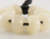 Baby Canary Spacers - Handmade Artisan Lampwork Glass Beads 5mmx9mm - SRA (Set of 10 Spacer Beads)