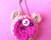 Amigurumi Pink Frosting Doughnut Bear Keychain
