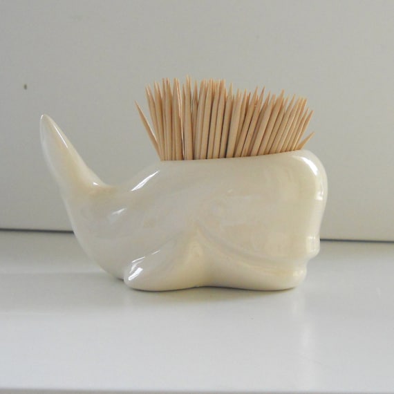 Whale Toothpick Holder in White
