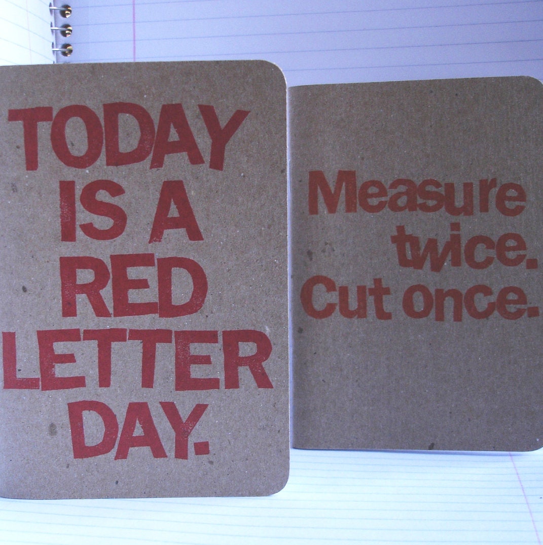 Set of two Measure Twice Red Letter Day notebooks notebook sketchbook planner book sketchbooks