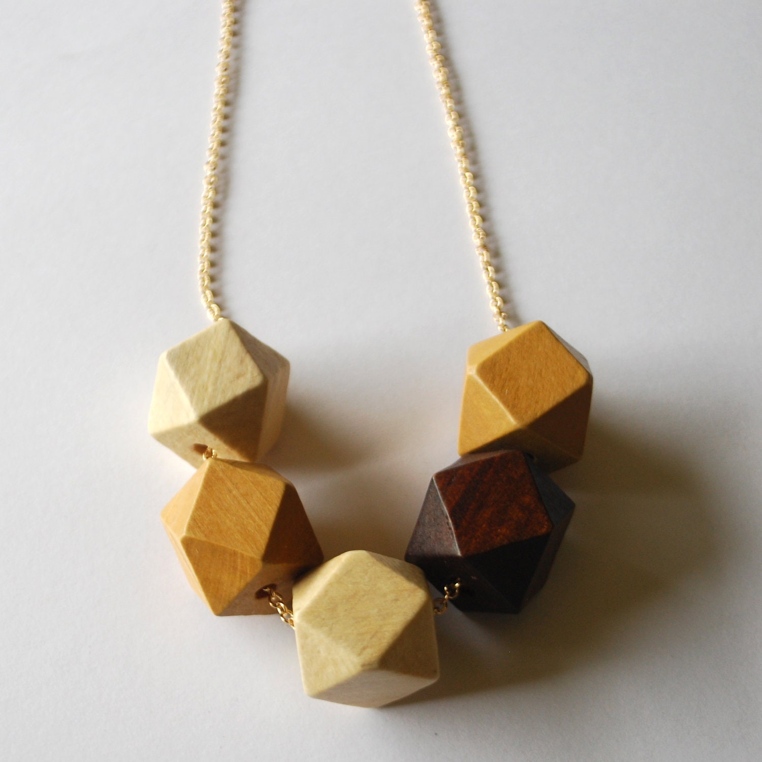 Faceted Geometric Necklace - 5 Golden Honey