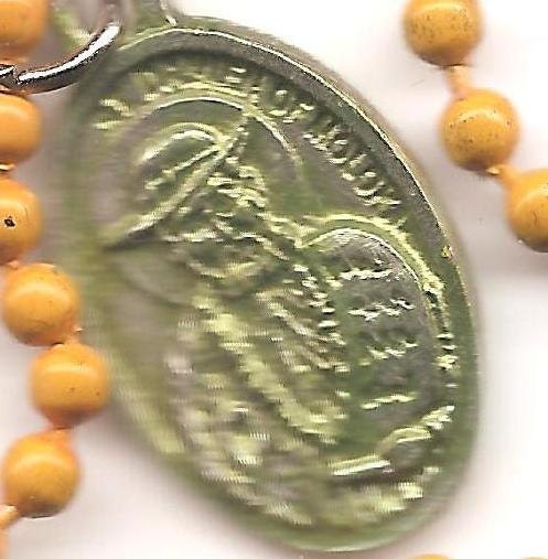 HIV and AIDS,  St. Damien Patron Saint Medal on Orange Enamel Ball Chain