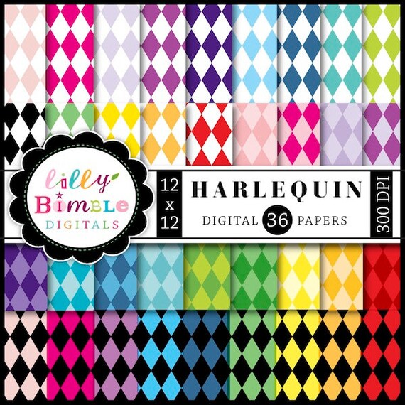 Harlequin Diamond Papers for scrapbooking, cards, crafts 36 papers Il_570xn