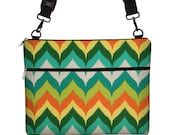 Macbook Air 13 inch Laptop Bag MacBook Case Sleeve Cover Mac Laptop Messenger Bag with Strap  - Chevron Pattern teal orange