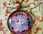 Fall Feathers Mandala  Amulet -  Mandala Art Pendant - Jewelry- Wearable Art Necklace,
