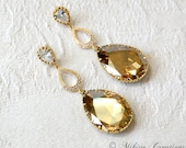 Chandelier Bridal Earrings,  Wedding Jewelry,  Bridal Accessories, Swarovski Crystal Cubic Zirconia Large Drop Earrings - Tiffany In Gold