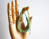 Knitted rope necklace yellow teal blue cotton rope turquoise beads bracelet memake handmade jewellery