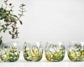 ready to ship - Hand Painted Round Glass Votive - Grass Fields Collection
