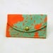 Small Card Wallet-orange leather with Astera print