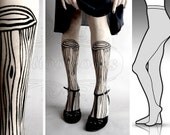 L/XL sexy Wooden Legs tattoo tights / stockings/ full length / pantyhose / nylons WHITE
