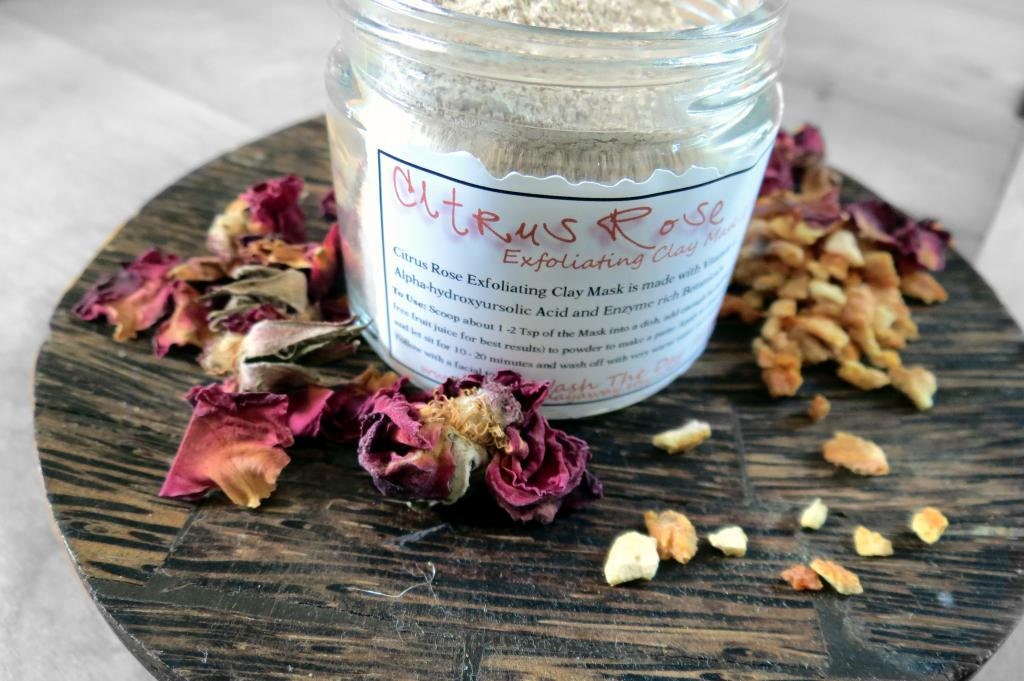 NEW Citrus Rose Exfoliating Clay Mask 2oz jar - Anti-aging - Made with Rhassoul Clay, Rosehip, Banaba Leaf, Grape Seed, Orange.