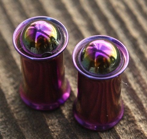 2ga 6mm double flared rustic rainbow plugs