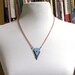Blue Enamel Necklace . Chevron Jewelry . Copper Chain Necklace