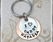 I Heart Daddy Key Chain Hand Stamped on Copper and Aluminum Father's Day Gift