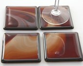 Fused Glass Coasters in Amber Art Glass