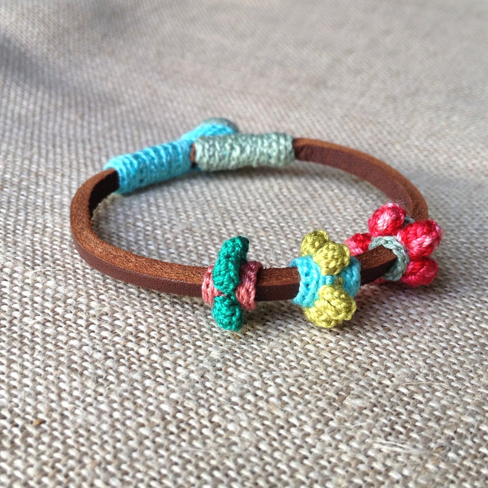 leather and crochet bracelet